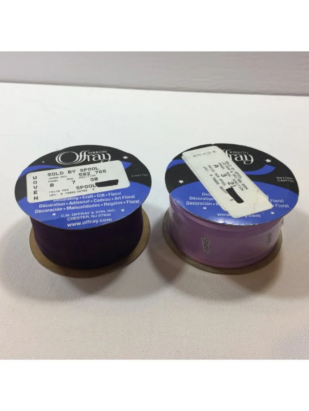 Offray Ribbon 2 Spools Sheer Woven 3/8